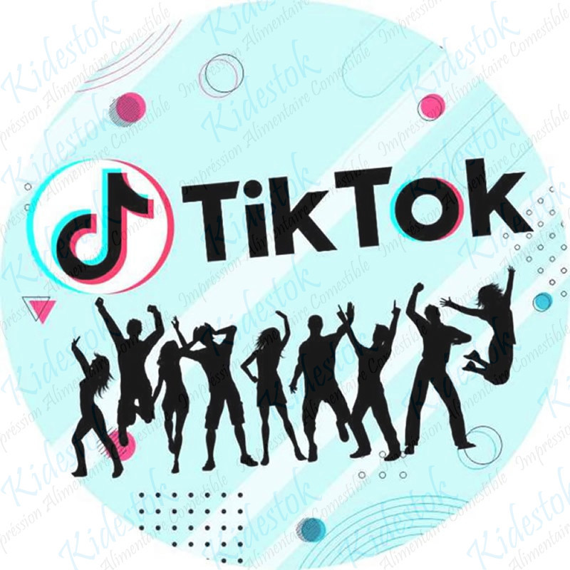 Décoration Comestible Pour Gâteau Tik Tok - Disque En Azyme Diamètre 20cm, Multicolore